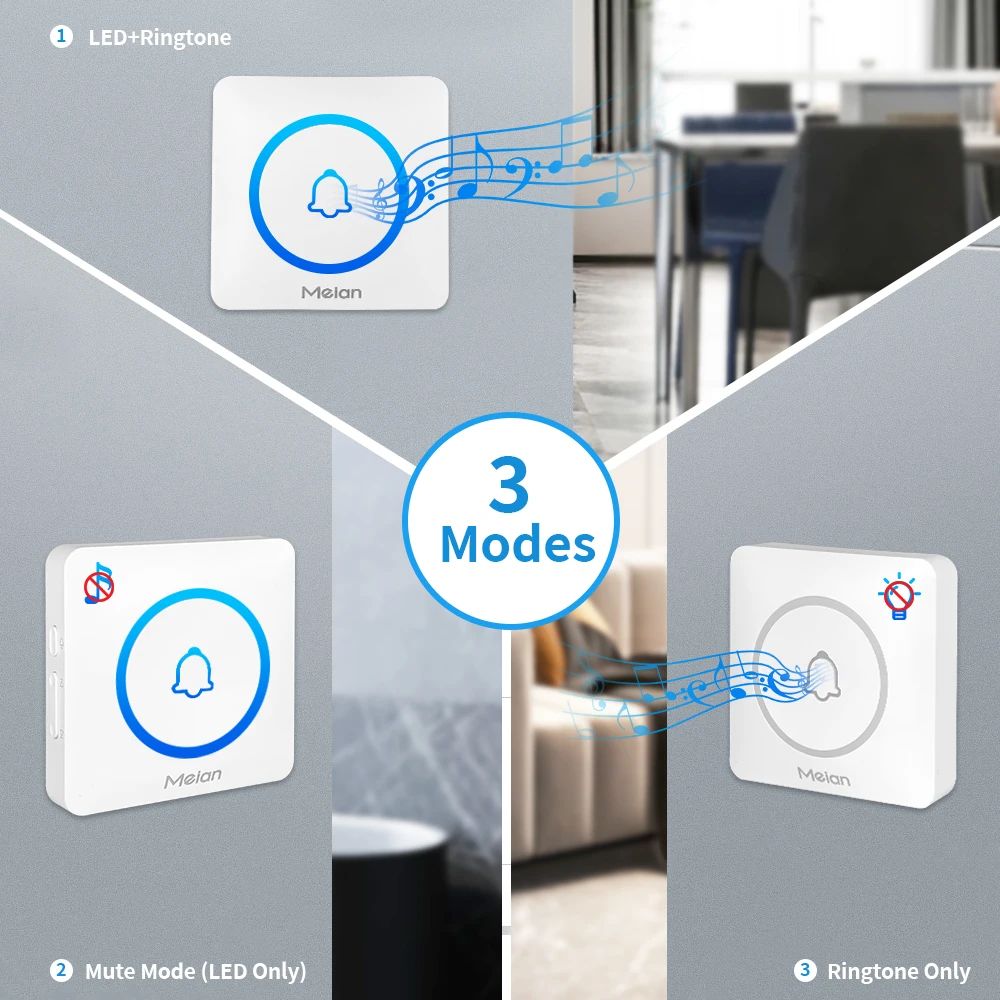 Imagem -03 - Meian-ultra Longa Distância sem Fio Campainha Home Door Bell Inteligente 60 Songs