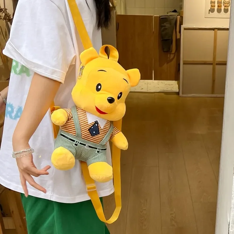 Disney Overalls Winnie The Pooh Plush Doll Backpack Children's Small Capacity Cute Cartoon Backpack Children's Daily Gift