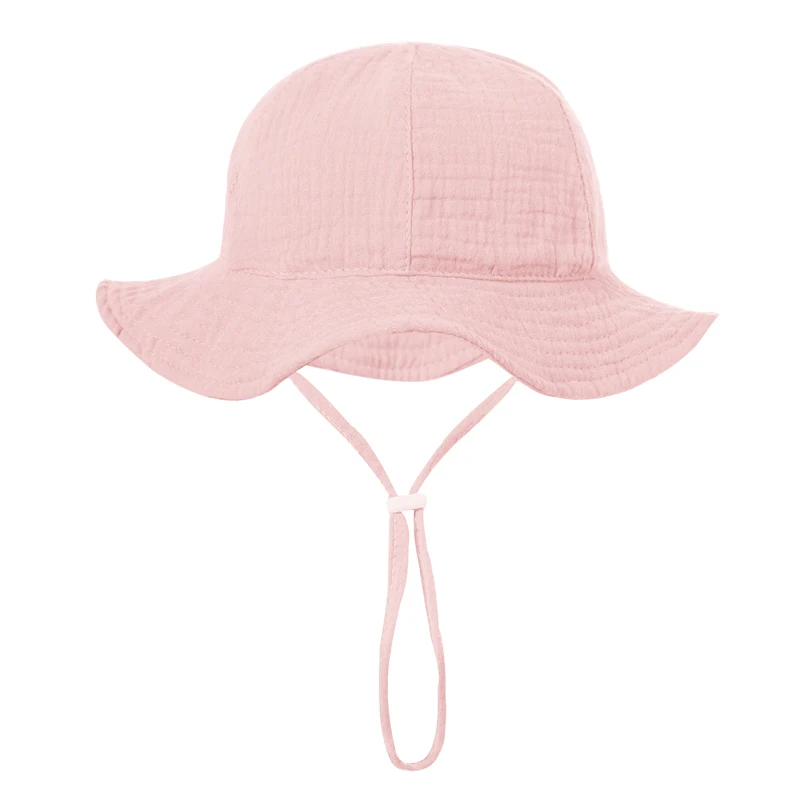 Muslin Baby Sun Hat Spring Summer Kids Bucket Hats for Girls Pure Cotton Beach Toddle Boy Cap Infant Newborn Accessories 0-12M