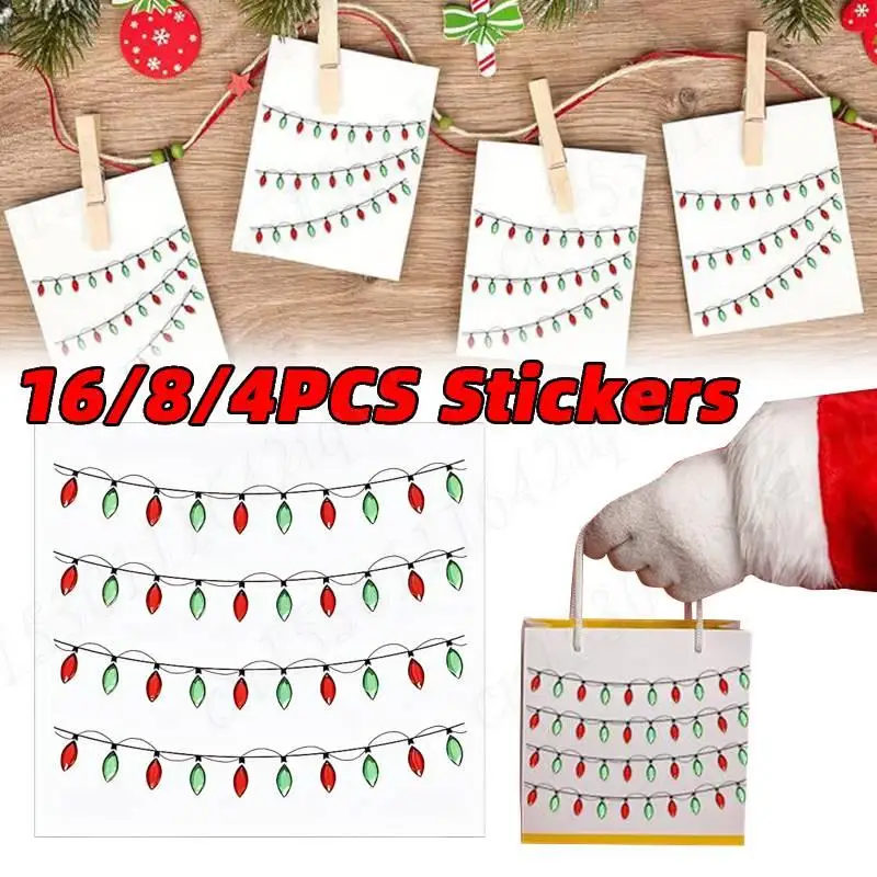 4/8/16 قطعة عيد الميلاد أضواء ملصق صغير شكل ورقة ملصقات الأبعاد حلية ل المغلف سجل القصاصات هدية DIY بها بنفسك لوازم