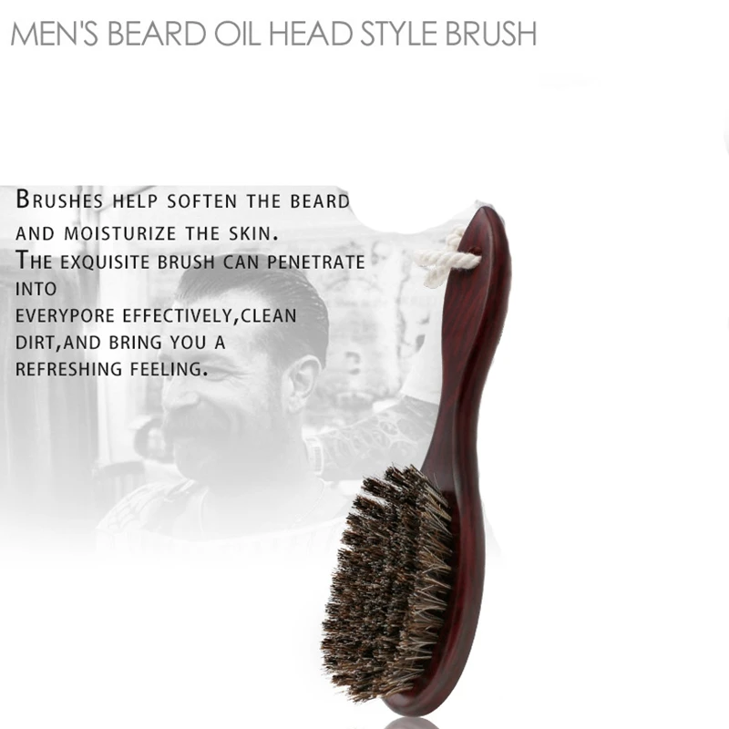 Horse Hair Wave Hair Beard Brush Hair Comb Wooden Handle Large Curved Comb Men Natural Hair Combs Hair Styling Tools