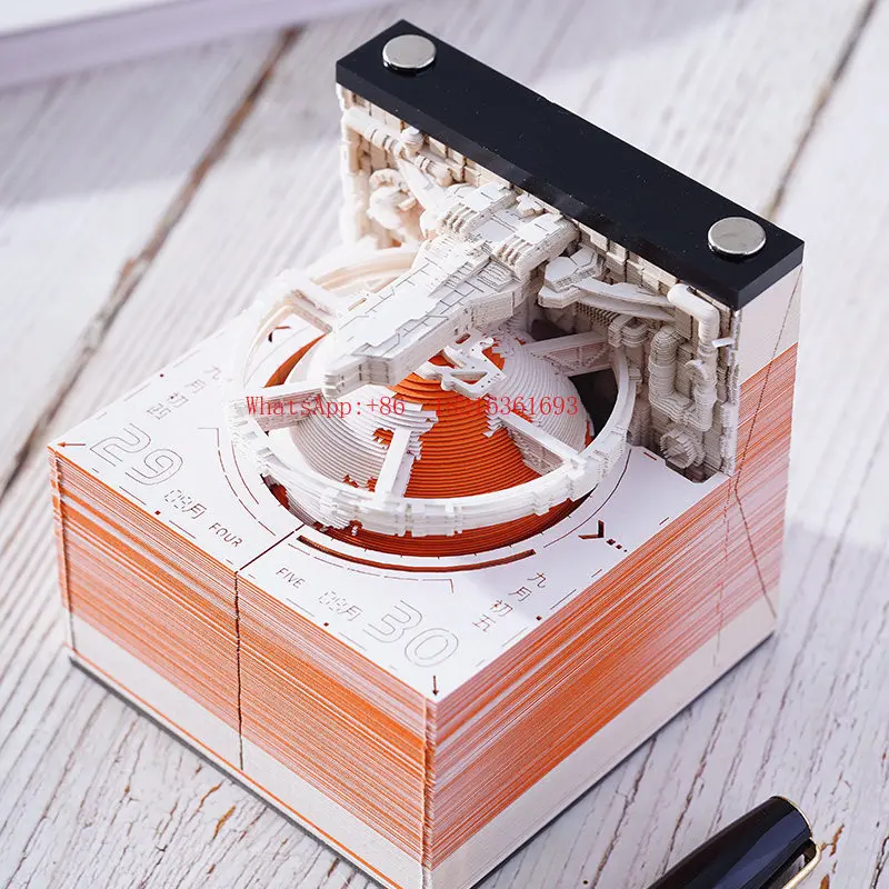Calendar 3D Three-dimensional Paper Engraving Sticky Note Creative Model Hand-torn Desktop Ornament Desk Calendar