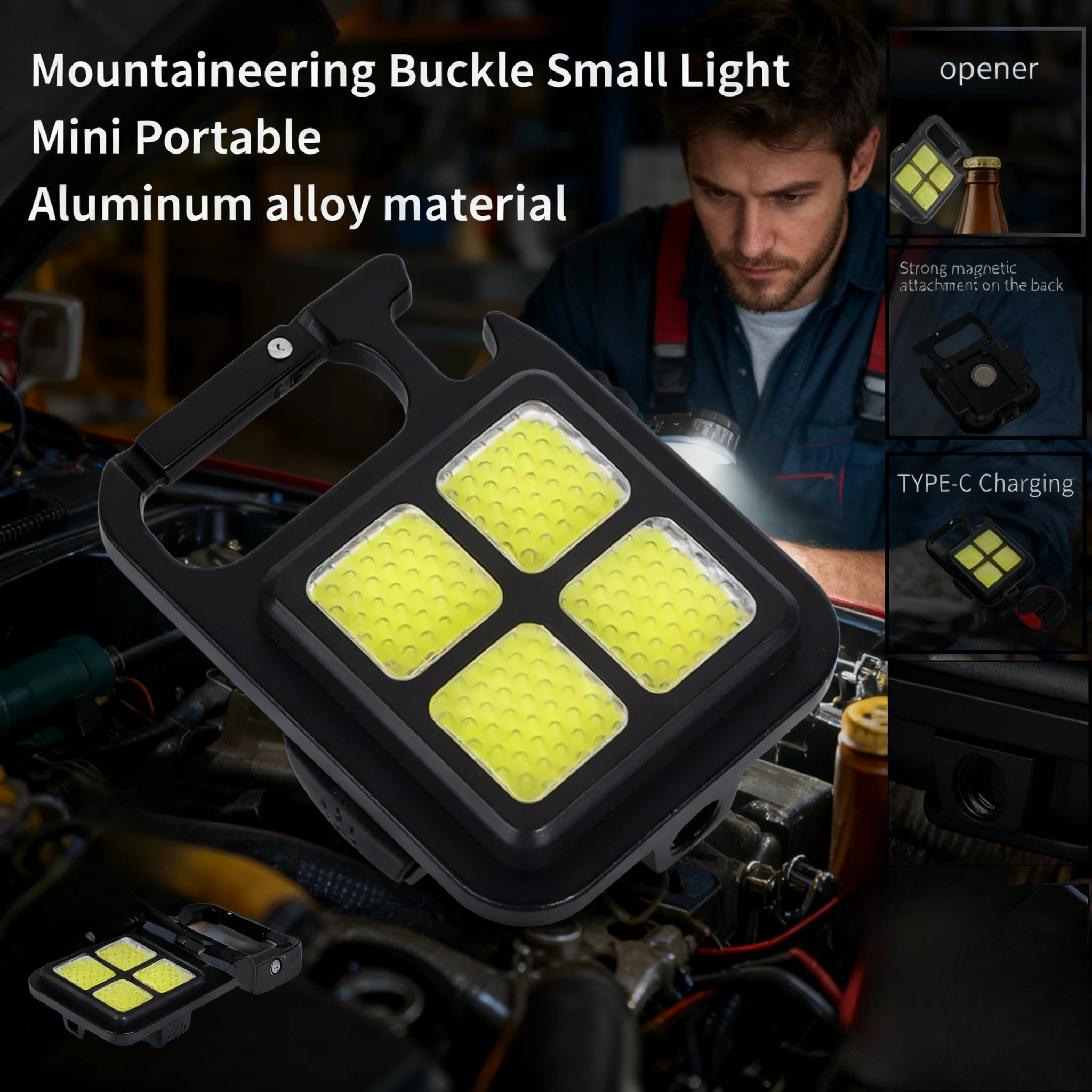 

LED Working Light USB Rechargeable Mini Flashlight Portable Bright Keychain Pocket Clip Lantern Outdoor Hiking Fishing Camping