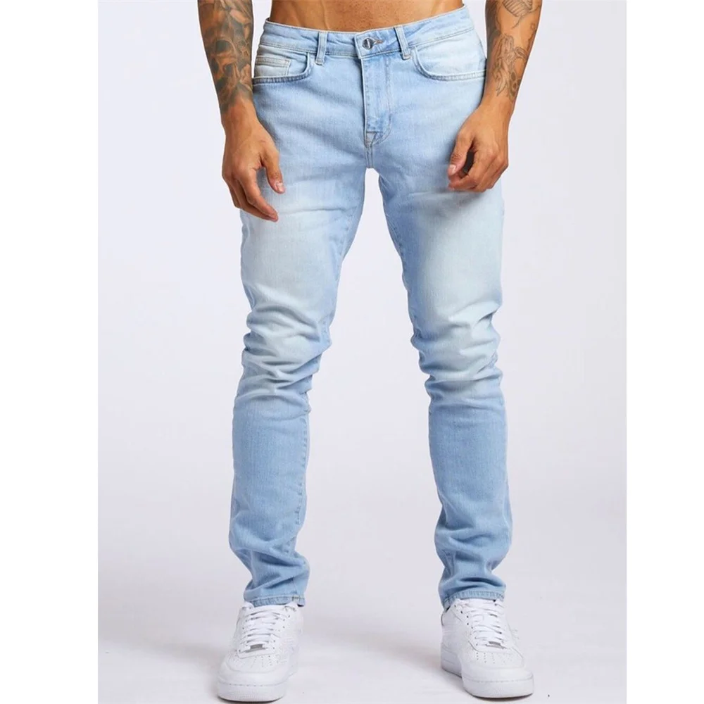 Nouveau Streetwear hommes Stretch jean décontracté haut de gamme couleur unie coupe ajustée pantalon moulant mode sport Jogging Harajuku pantalon