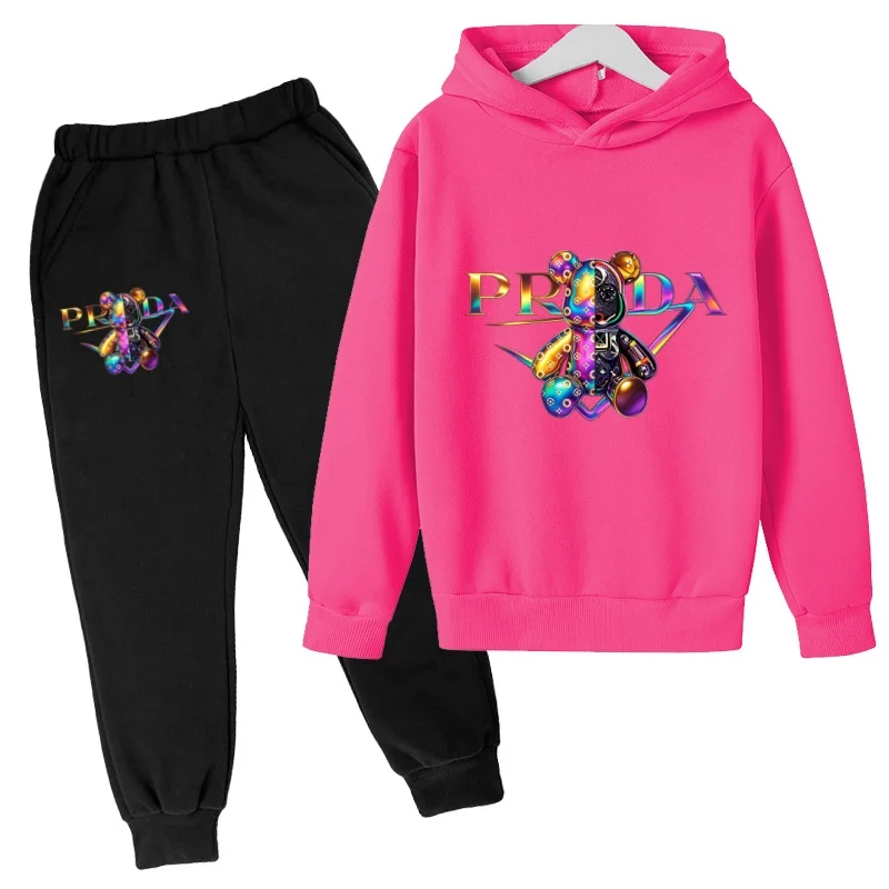 Kids Gift Hoodie Clothes Coat Top+Trousers 2P Boy Girl Toddler 3-12 Years Casual Sunshine Pullover Sports Letters Brand Bear Set