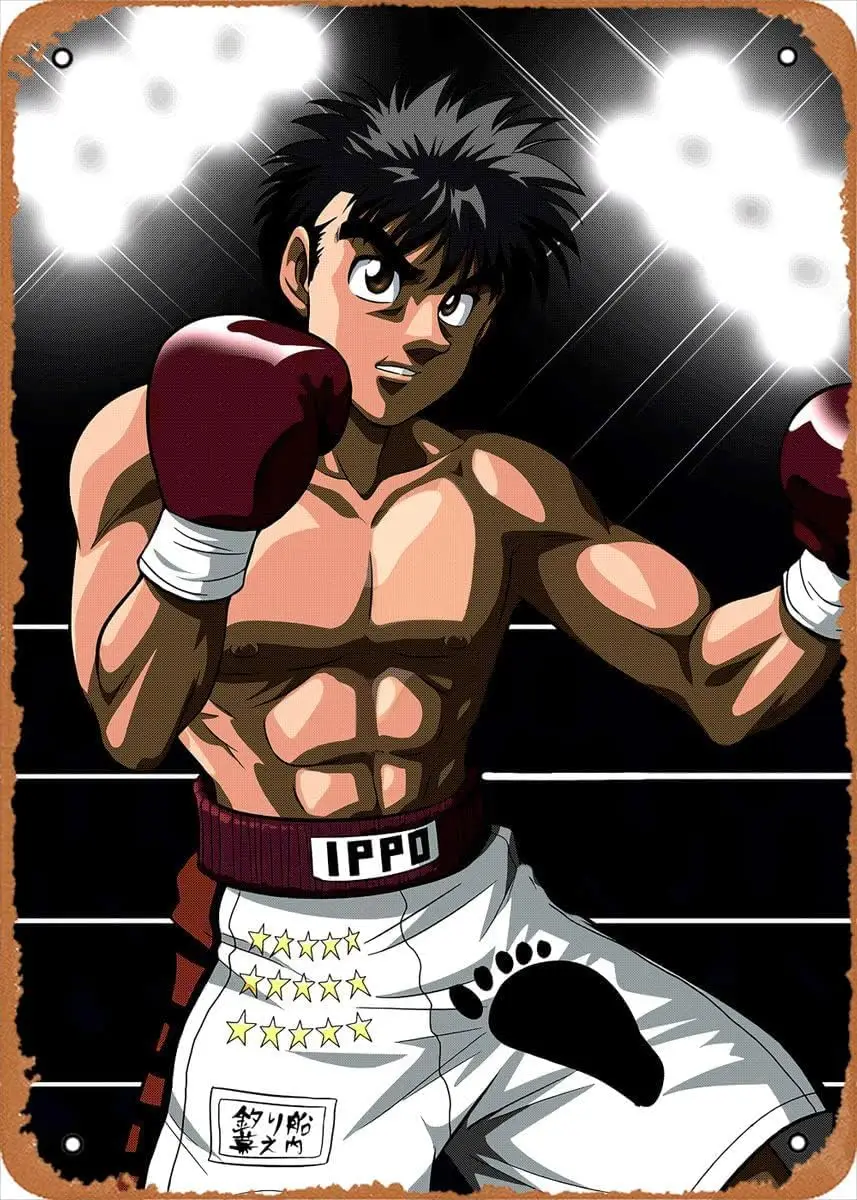 Póster de Metal de Anime, decoración artística de pared Retro, figura de Hajime No Ippo, póster de Metal, decoración artística de pared Retro, letrero de estaño de Ippo Makunouchi-8X1