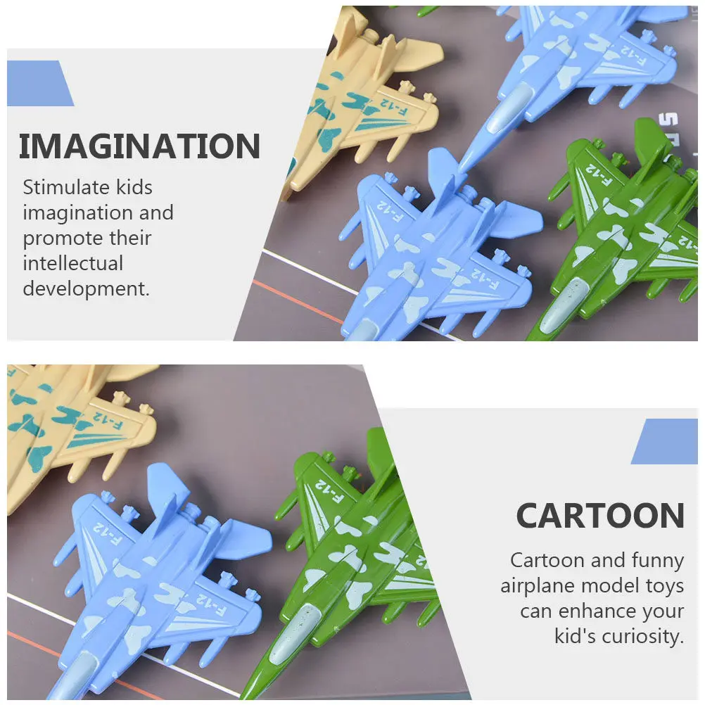 10Pcs Inertial Return Aircraft Cartoon Plane Small Plastic Vehicle Early Educational Playthings Kids Development Hand Motor