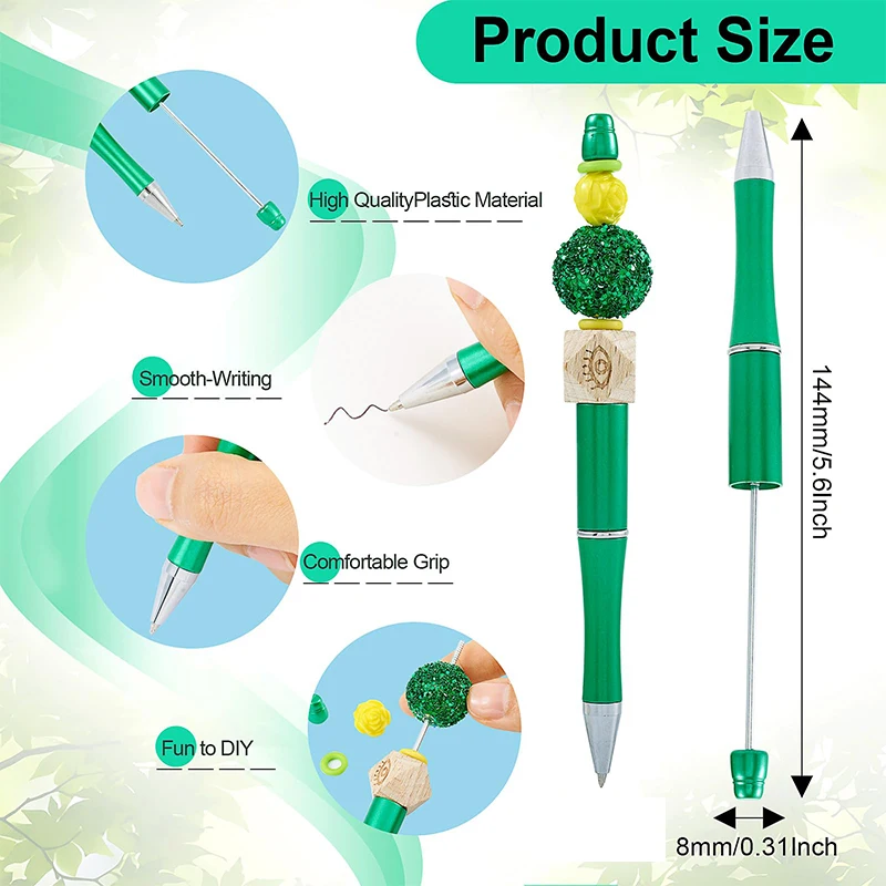 30 ชิ้นคริสต์มาส Beadable ปากกาลูกปัดปากกา DIY ลูกปัดพลาสติกปากกา Xmas Tree ลูกปัดปากกาสําหรับโรงเรียนสํานักงานของขวัญ Craft Party Supplies