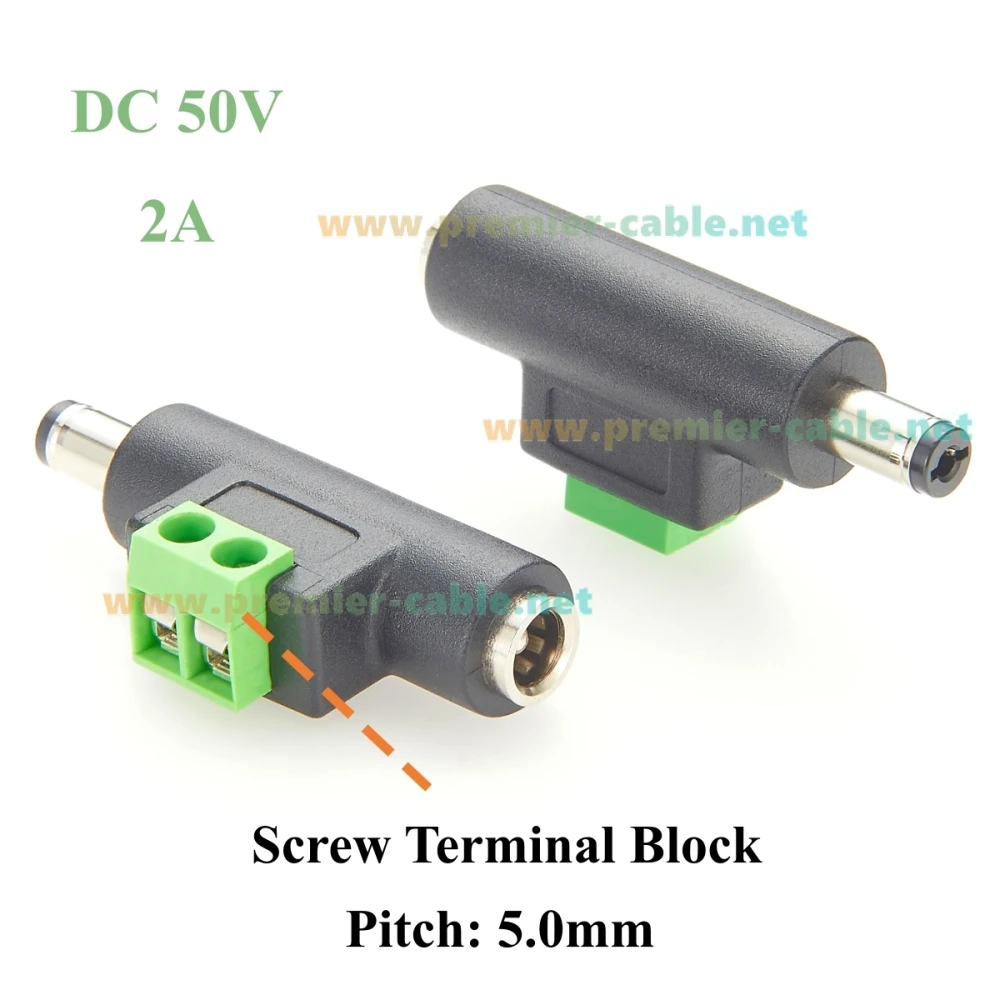 2A 50V DC 5.5*2.1mm Male to Female Adapter With Terminal Block DC Power Jack Plug Barrel Connector for CCTV Security Camera,LED