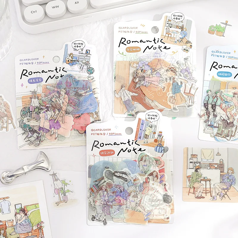 40pcs Kawaii Stationery Stickers Romantic Note Junk Journal Diary Planner Decorative Mobile Sticker