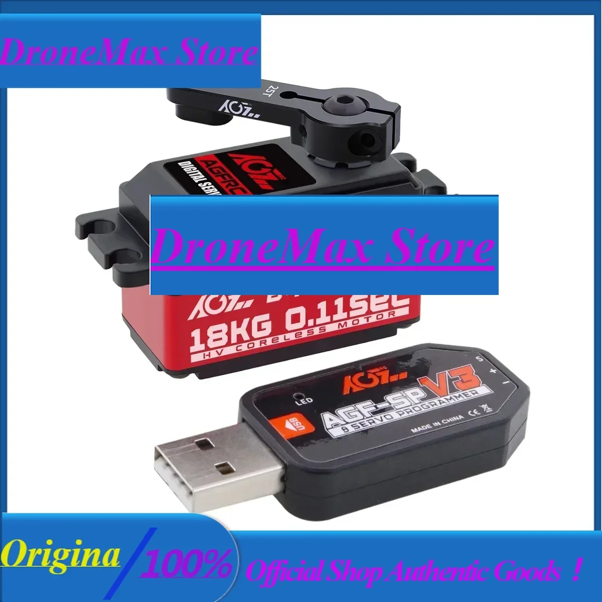 DrMasAGFRC B45CHM V2 Coreless Motor 18kg High Torque Programmable 180 Degree Digital Low Profile Servo For 1/12 RC Cars Helicopt