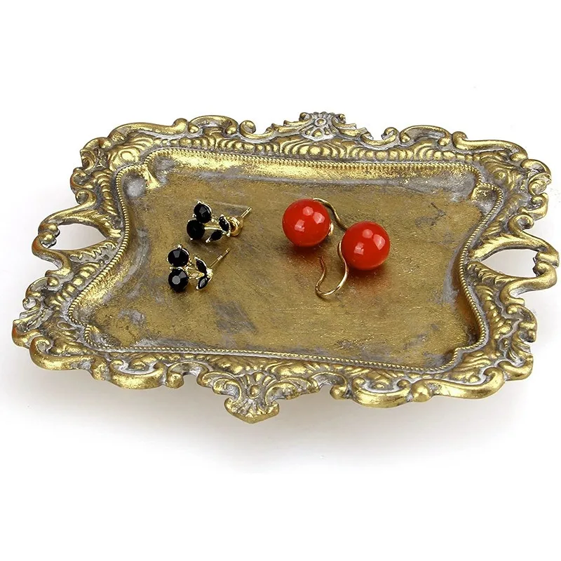 European Retro Old Large Jewelry Tray Ring Rack Jewelry Storage Tray Jewelry Tray Dressing Table Desktop