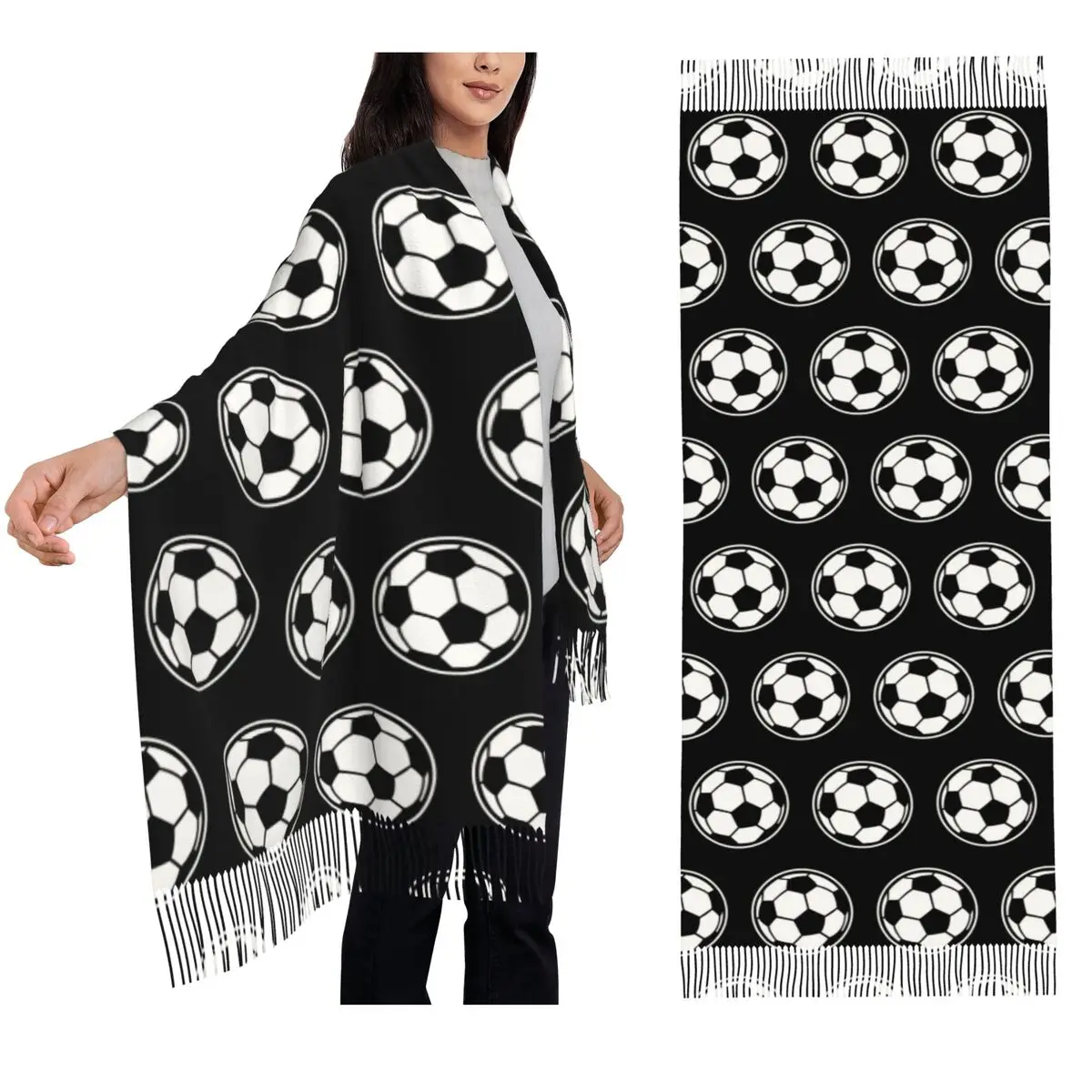 

Футбольный мяч, футбольный шарф с кисточками, шарфы для женщин, мягкие теплые шали и накидки, большая осенне-зимняя шаль