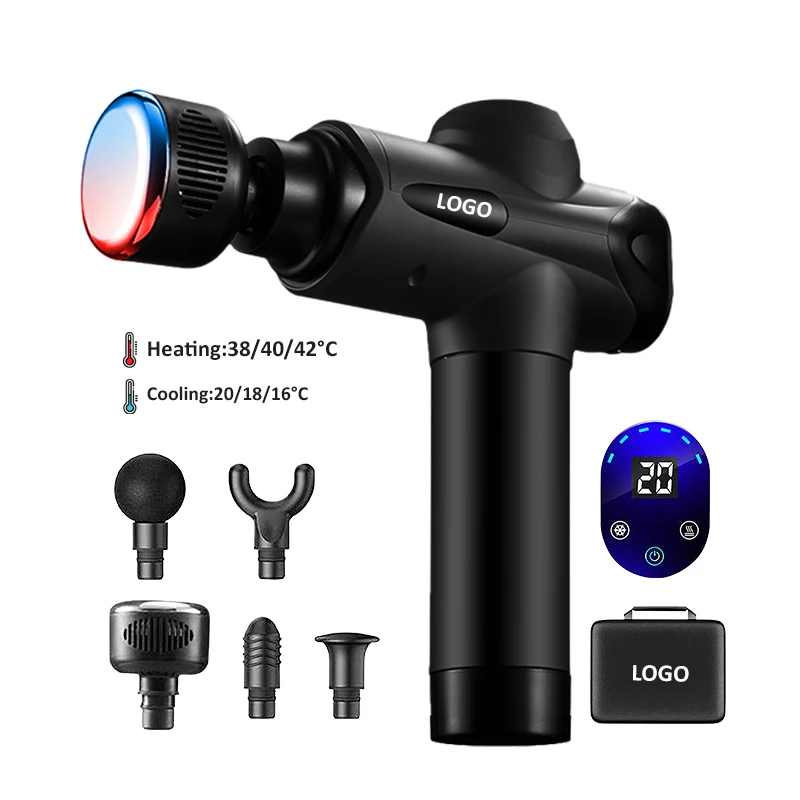 

Лидер продаж, регулируемый массажный пистолет с холодным подогревом, ЖК-сенсорный экран, беспроводной глубокий массажный пистолет для мышц тканей, фитнес-массажный пистолет