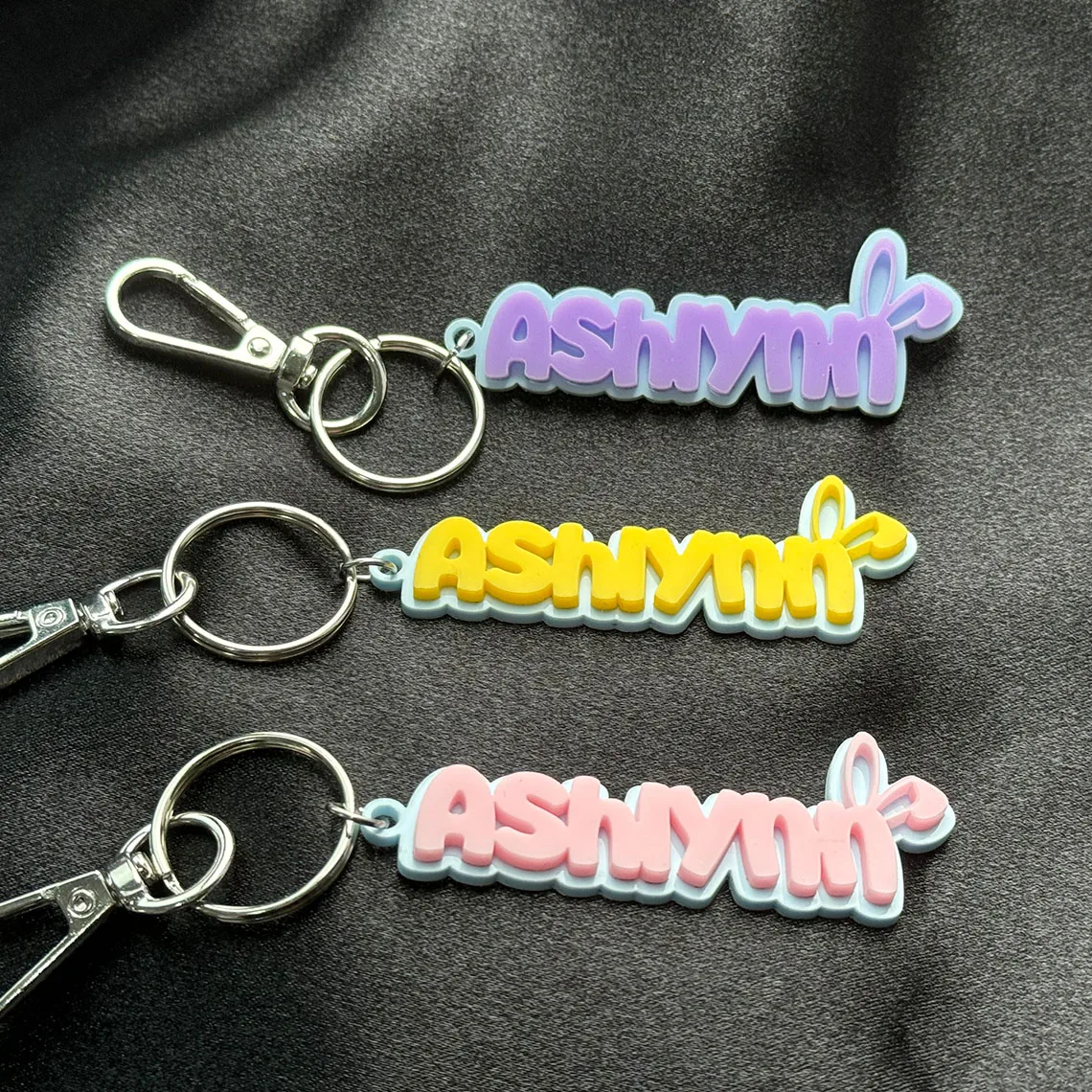 

Custom Name Acrylic Keychain Personalized Letter Rabbit Ear Cute Keychain AccessoriesGift for Men and Women