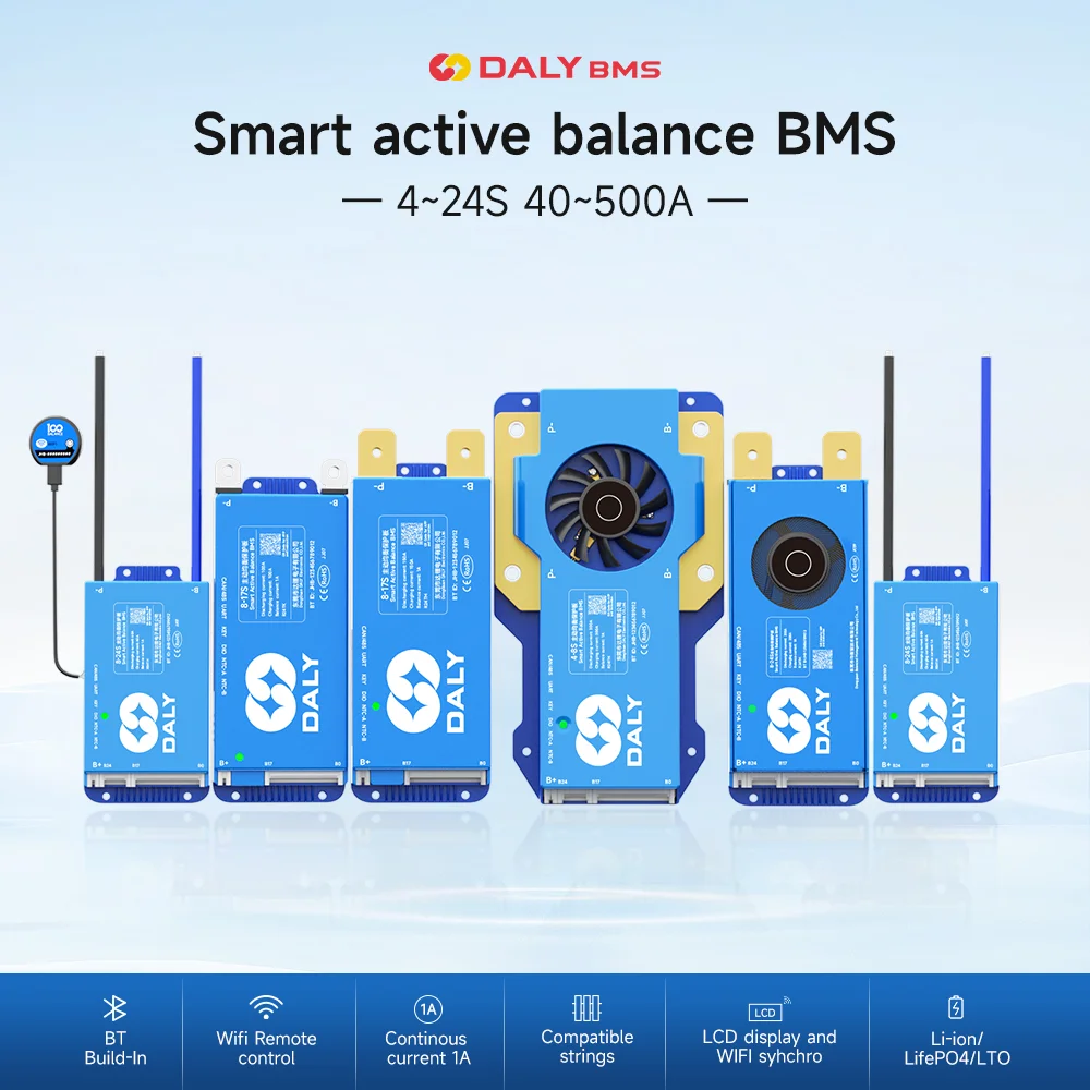 DALY Smart BMS 1A aktywna równowaga bluetooth UART 40A 60A 100A 150A dla Lifepo4 akumulator litowo-jonowy 18650