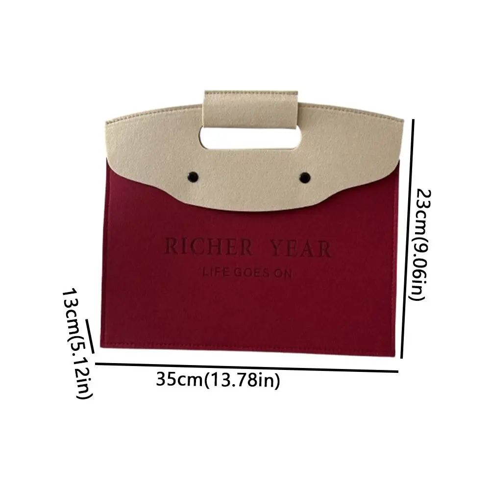 Blessing Large Capacity Felt Handbag Simple Portable Messenger Bag Universal Document Bag Grocery Shopping