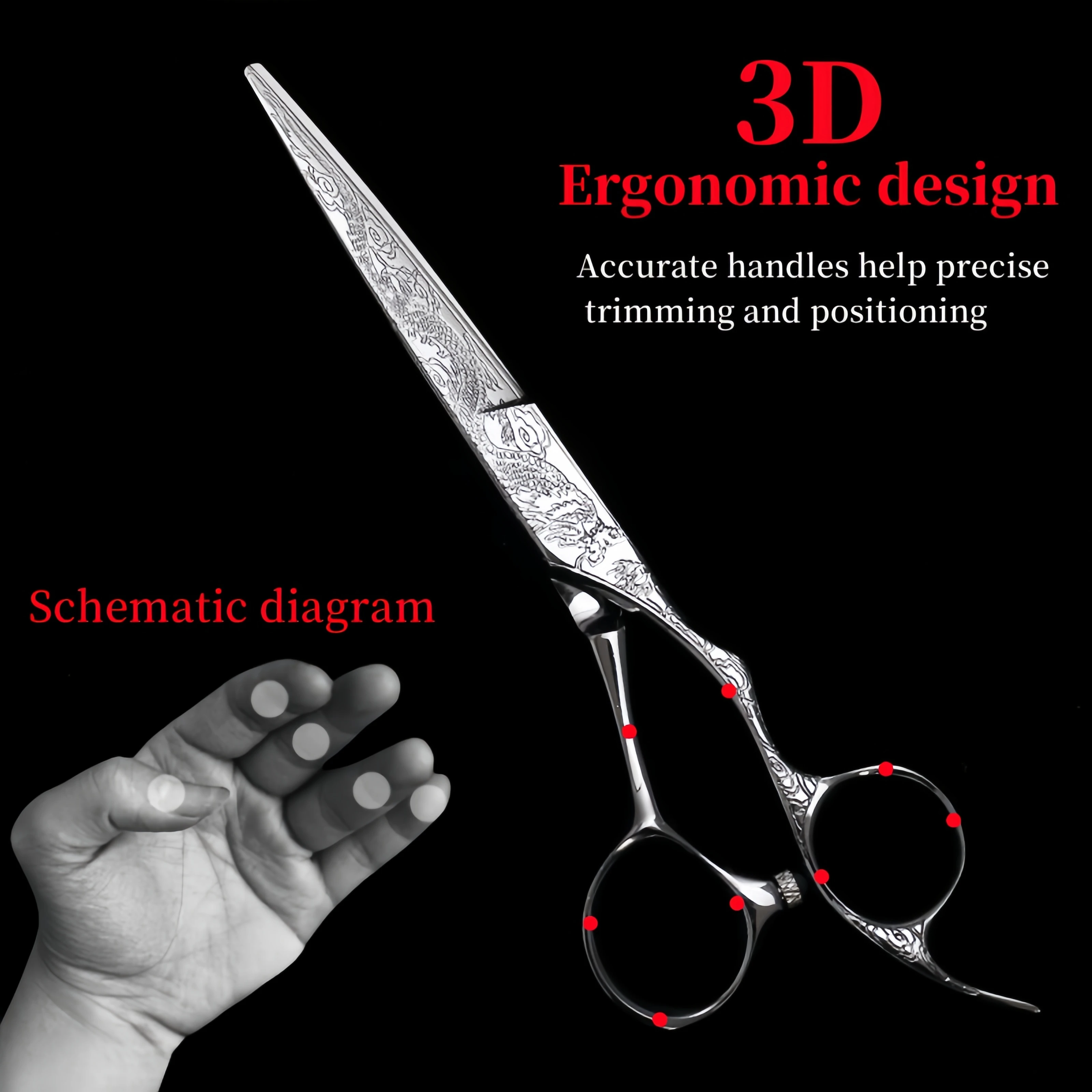 Barber Scissors Patterned Scissors 6.0 Inch High-End Hair Cutting Scissors Hair Salon Exclusive Scissors Set