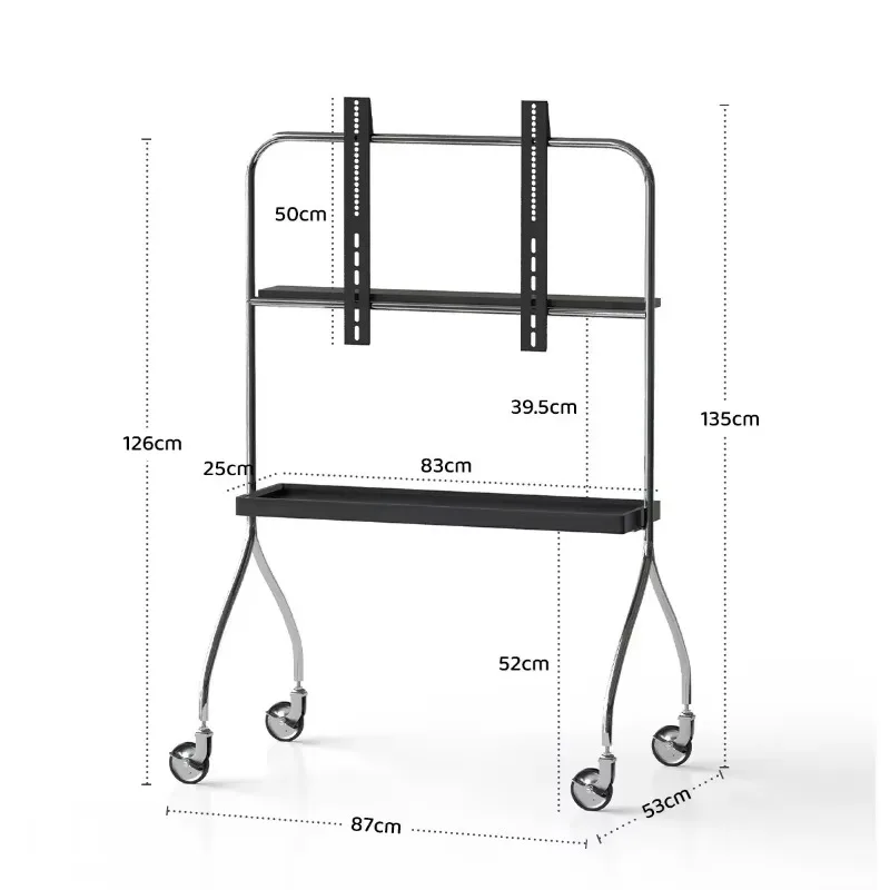 32-75 inches Mobile TV Cart with Wooden Storage Panel and Adjustable Mount Bracket Minimalist Design for Gaming and Movie Nights