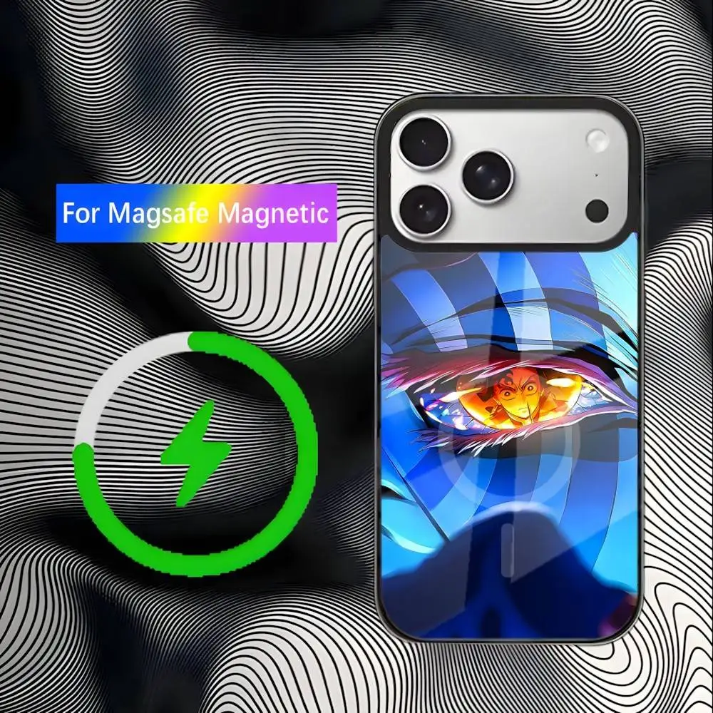حافظة هاتف Akaza D-Demon S-Slayer لهاتف iPhone 17,16,15,14,13,12,11,Pro,Max,Plus,Mini,SE4,E شحن لاسلكي مغناطيسي Magsafe