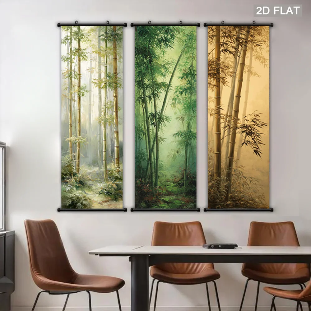 Bamboo Forest Scrolls, Tapestries, Zen Inspired Natural Scenery, Hanging Paintings Posters Decor Living Rooms Homes And Rooms