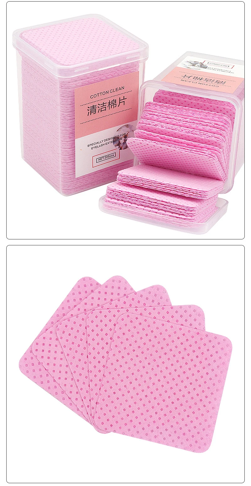 200 stücke Fusselfreien Nagellack Entferner Baumwolle Tücher Papier Pads Reinigung Werkzeug Nail art Tipps UV Gel Wimpern Kleber reiniger Befer – Detail 13