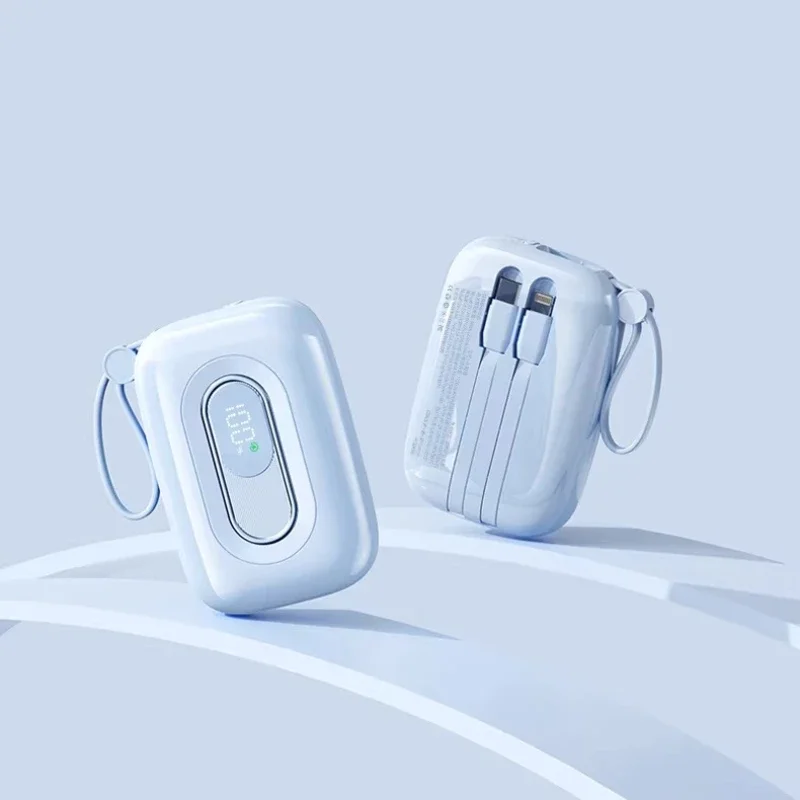 Power bank, large capacity, self-contained cable, ultra-thin, compact, portable and fast charging
