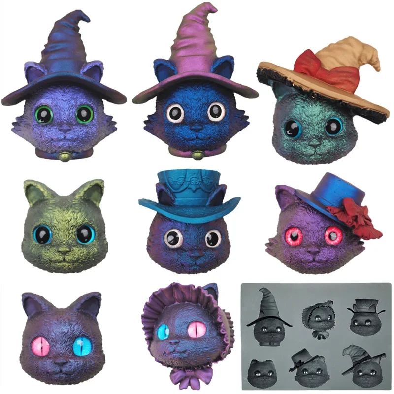 

2025 New Halloween Witch Hat Cat Mask Lolita demon Jewelry Silicone Molds For Resin Art Transparent Epoxy Resin For Crafts Gift