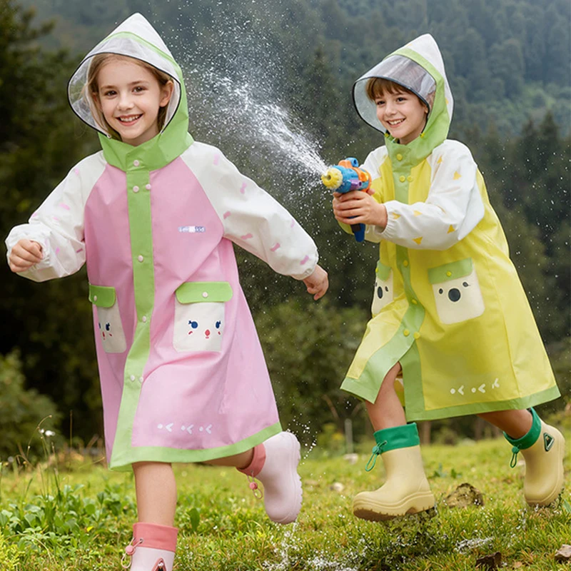 

Children's Raincoats for Boys and Girls Hidden Backpack Space for Elementary School Students Kid's EVA Waterproof Raincoat