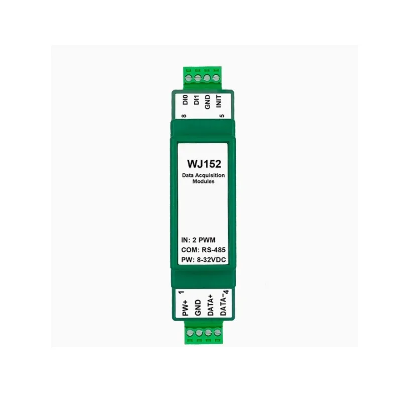 WJ152 2 Channel PWM Signal Acquisition Module Phase Difference Duty Cycle Detection RS485 Modbus RTU Communication Converter