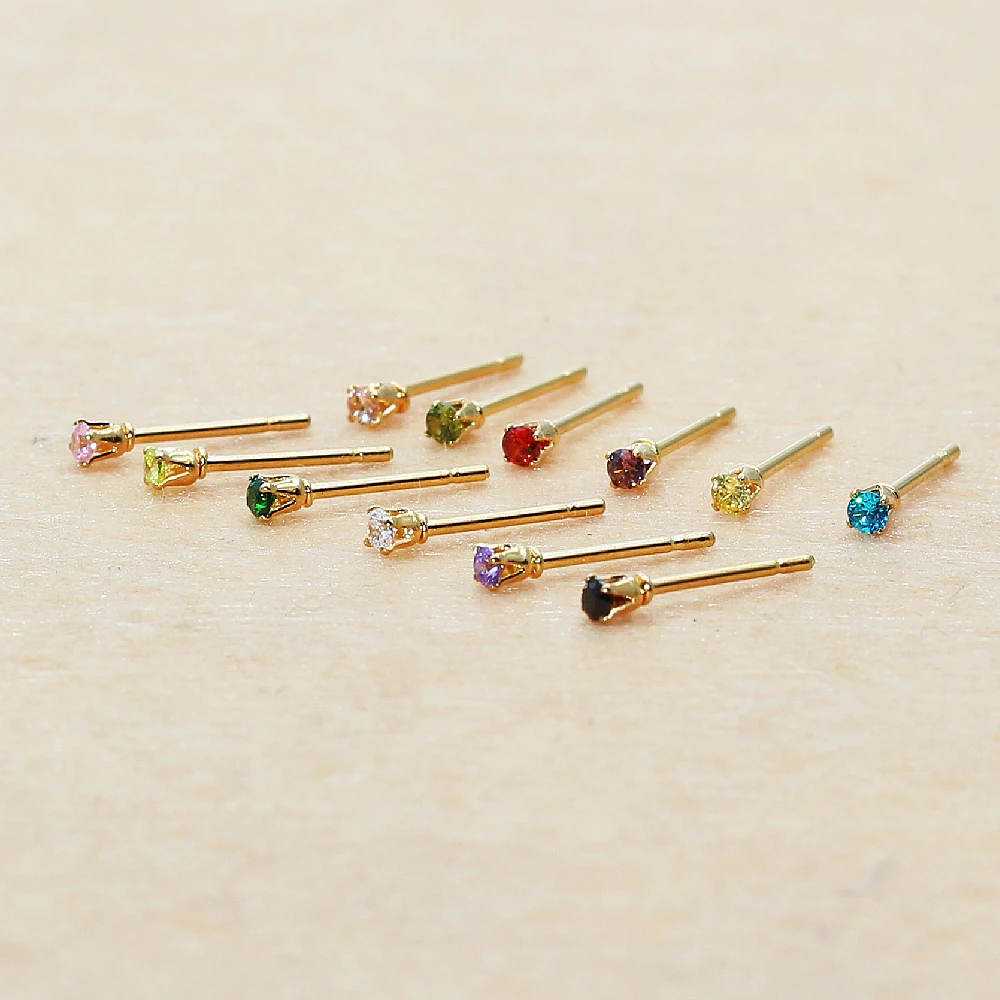 sss Mini 2mm Minimalis 20 Colors 3AAA Zircons With Stainless Steel Stud Earring IP Plating No Fade Allergy Free