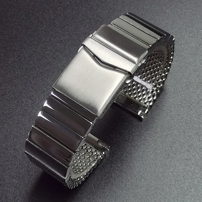 20mm 22mm Luxury Solid Stainless Steel Watch Band for Omega Seamaster Bracelet Adjust Deployment Buckle 4.5mm Thickness Strap