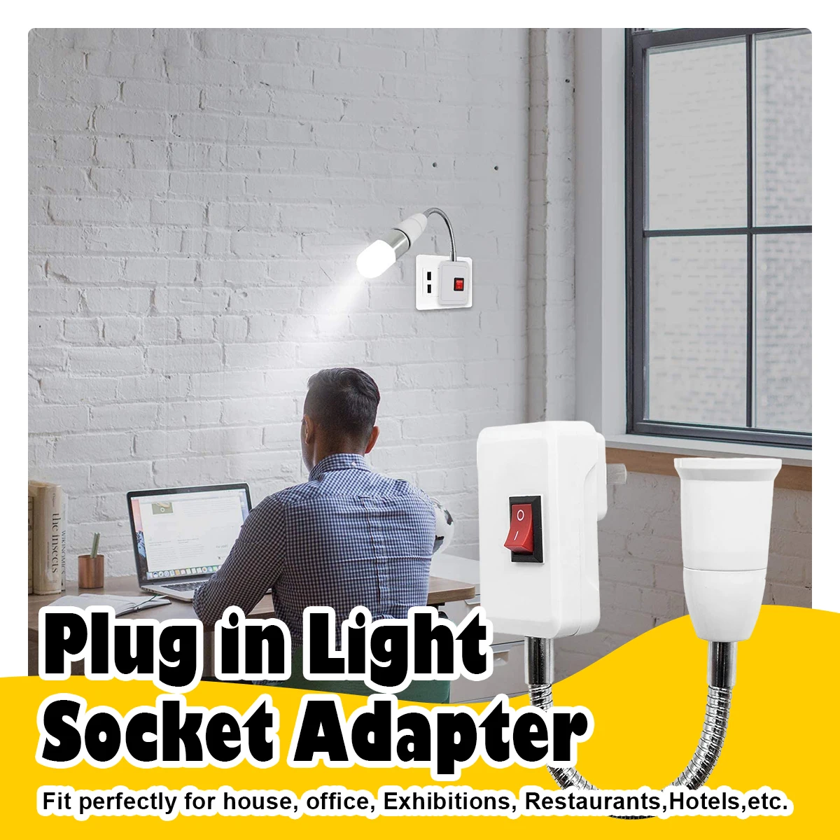Bendable E27 Lamp Holder Table With Switch Light Adapter Bulb Flexible Extension With Us Plug Sockets Screw Type Wall Base Lamps