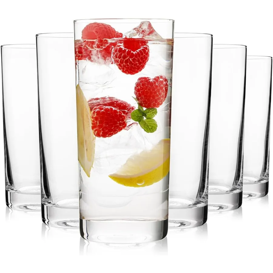 

Set of 6 Tall 16oz Highball Glasses for Kitchen and Bar Use Ideal for Water Tom Collins Mojito and Other Cocktails Durable and