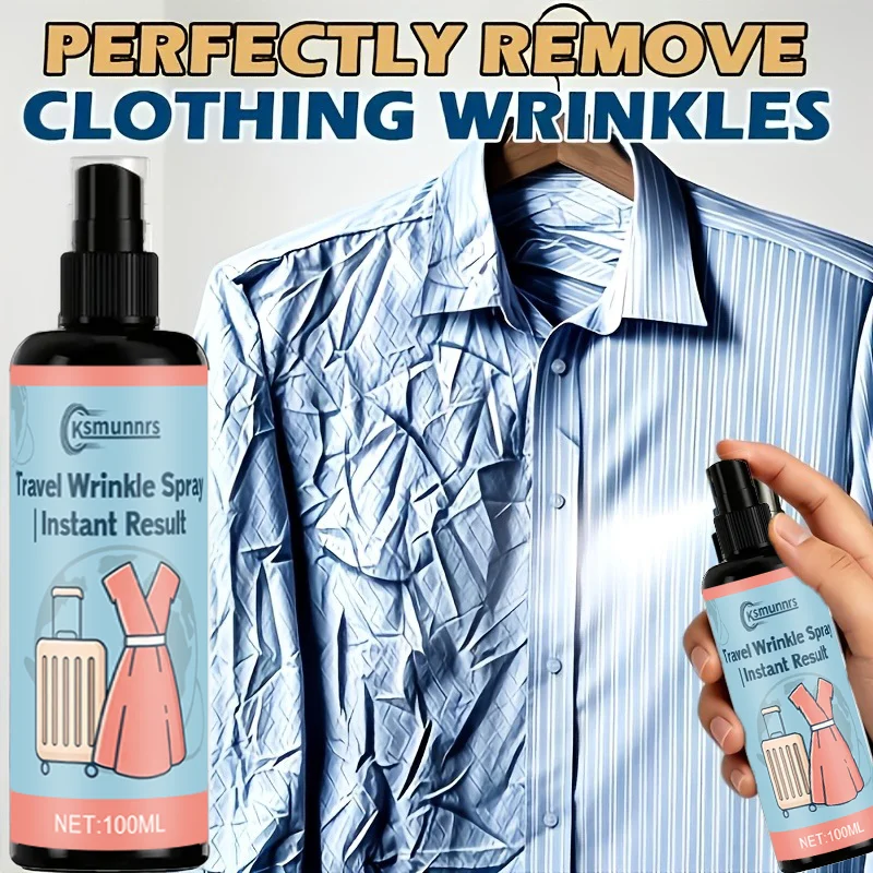 Travel Wrinkle Release Spray, Instant Fabric Wrinkle Remover Spray for Clothes, Travel Clothing Smooth Spray