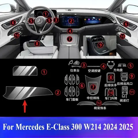 메르세데스 E-클래스 260 300 W214 2025 2024 실내 액세서리 필름 투명 TPU 기어 패널 GPS 센터 콘솔 PPF 스티커