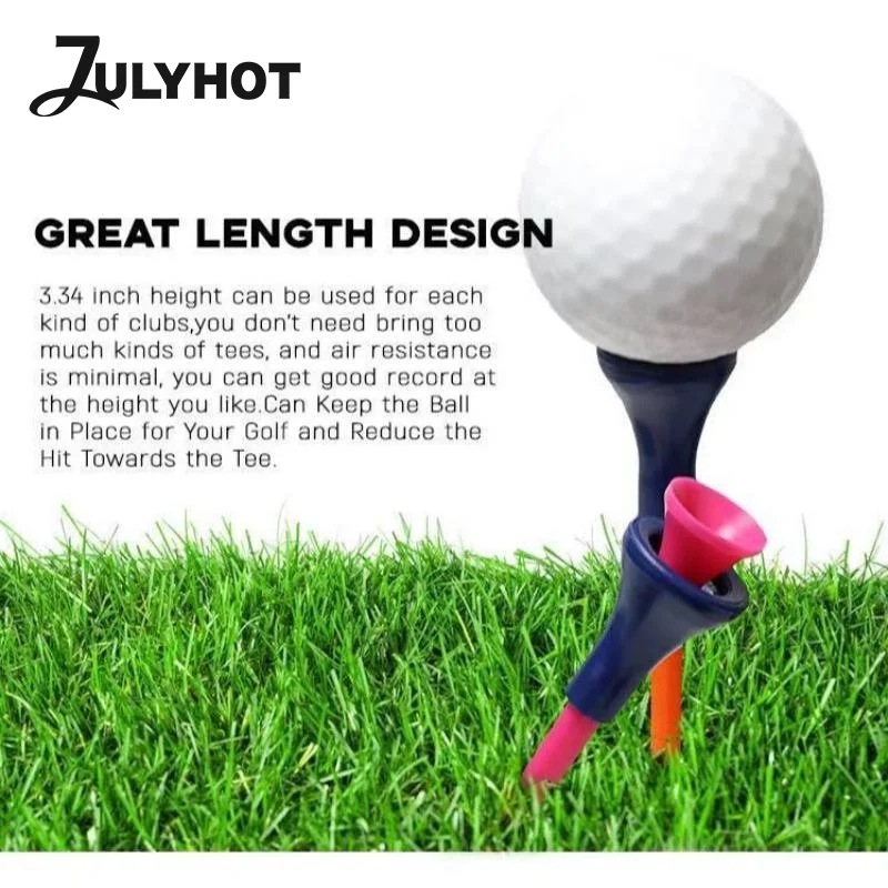 10Pcs Plastic Double-layer Golf Tees Multi Color 83mm Durable Rubber Cushion Top Golf Ball Holder Golf Accessories