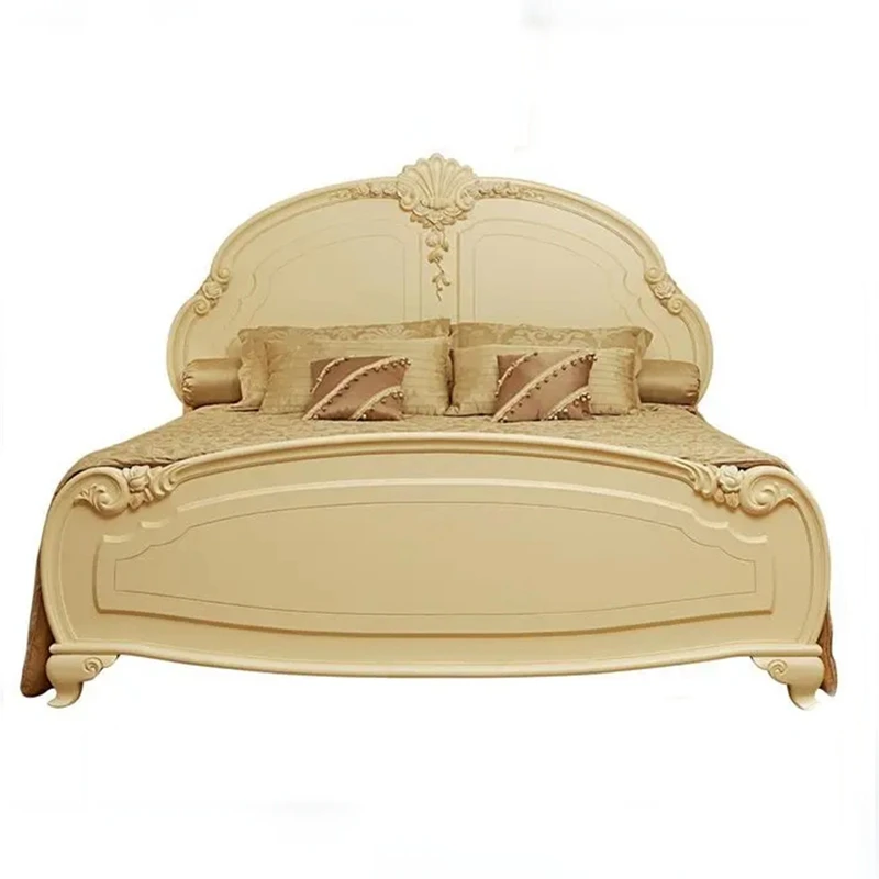 

Французская двуспальная кровать, европейская вилла, ретро, резьба по дереву, цветок, большая квартира, главная спальня, кровать