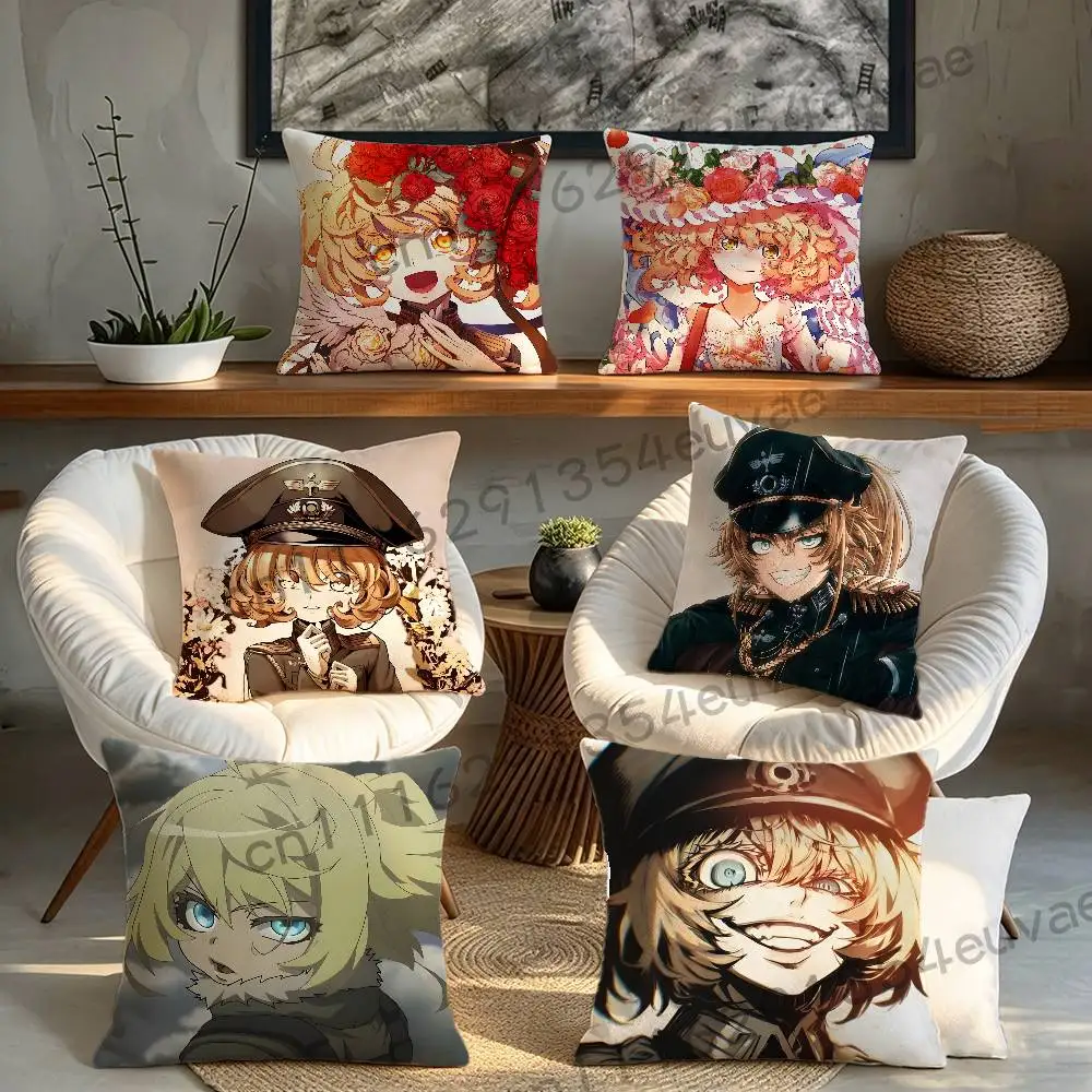 Short hair Tanya Anime Y-Youjo Senki Pillow Case Pillowcase, Double-sided Printed, Sofa Cushion, Bedroom Headboard Pillow