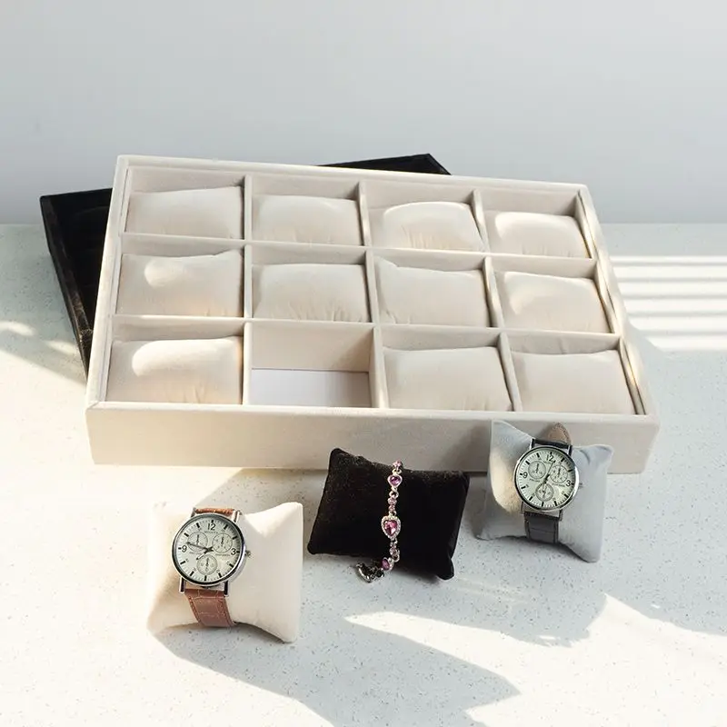 

12slot Velvet Jewelry Display Exquisite Jewellery Holder Portable Watches Necklace Organizer Storage Box Organizator Trays Case