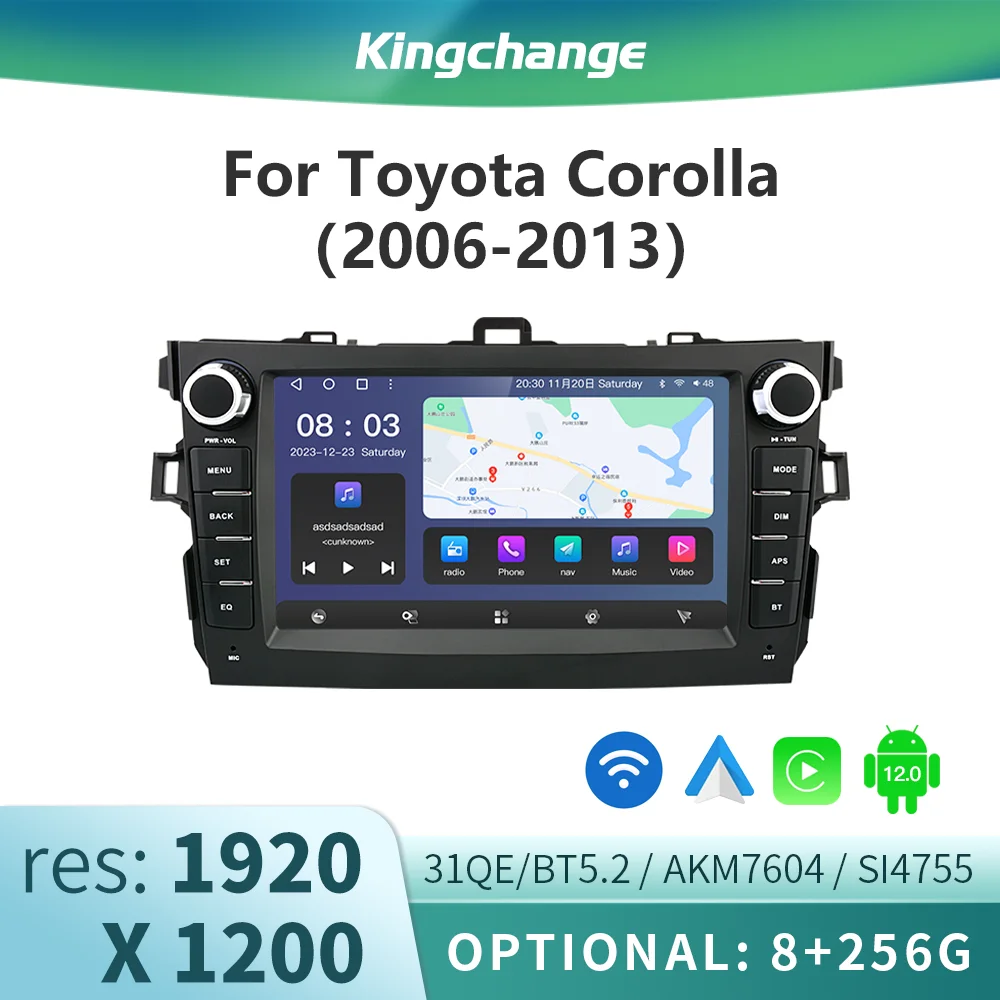 

Kingchange 8''Android Car Stereo Radio for Toyota Corolla E140/150 2007 2008 2009 2010 2011 2012 2013 Multimedia Player Speakers