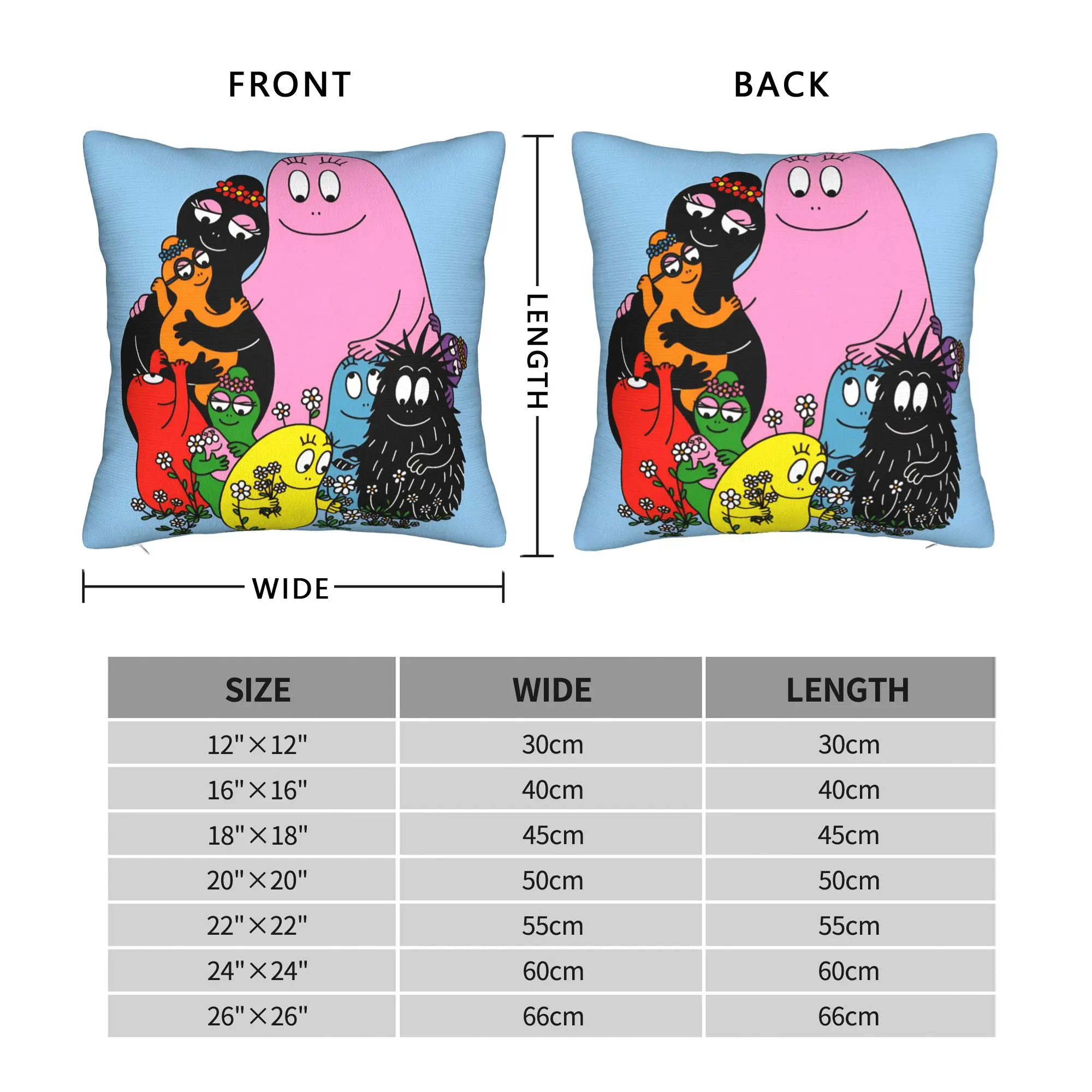 Pillow Case Cartoon Barbapapa Soft  Pillow Cover For Living Room Bed Chair Cute Funny Pillowcases