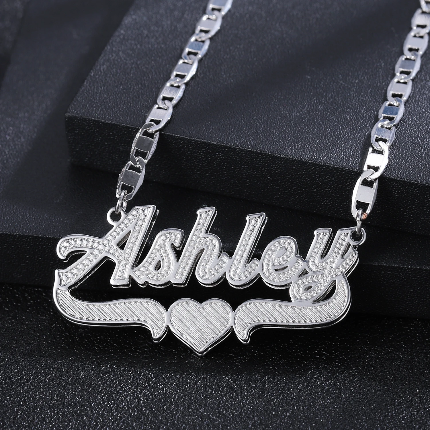 

Customized Name Necklace Double Layer Gold Plated Nameplate 3D Necklace Personalized Choker Charm Name Necklace Gifts For Women