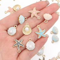 10pcs/Lot Dripping Oil Pearl Shell Starfish Charms Pendants Enamel for Diy Jewelry Accessories Bracelet Earrings Pendant Alloy