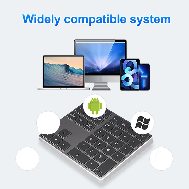 

Dual Bluetooth Numeric Keypad 2.4Ghz Wireless Keyboard GreyJAS