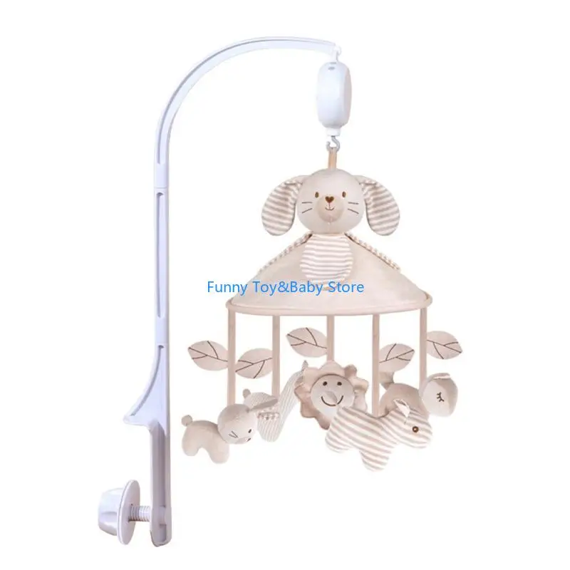 سرير أطفال متنقل من القطن الناعم مع صندوق تشغيل الموسيقى لعبة معلقة للتعليم المبكر للطفل والتطوير السمعي الحسي C90B #3