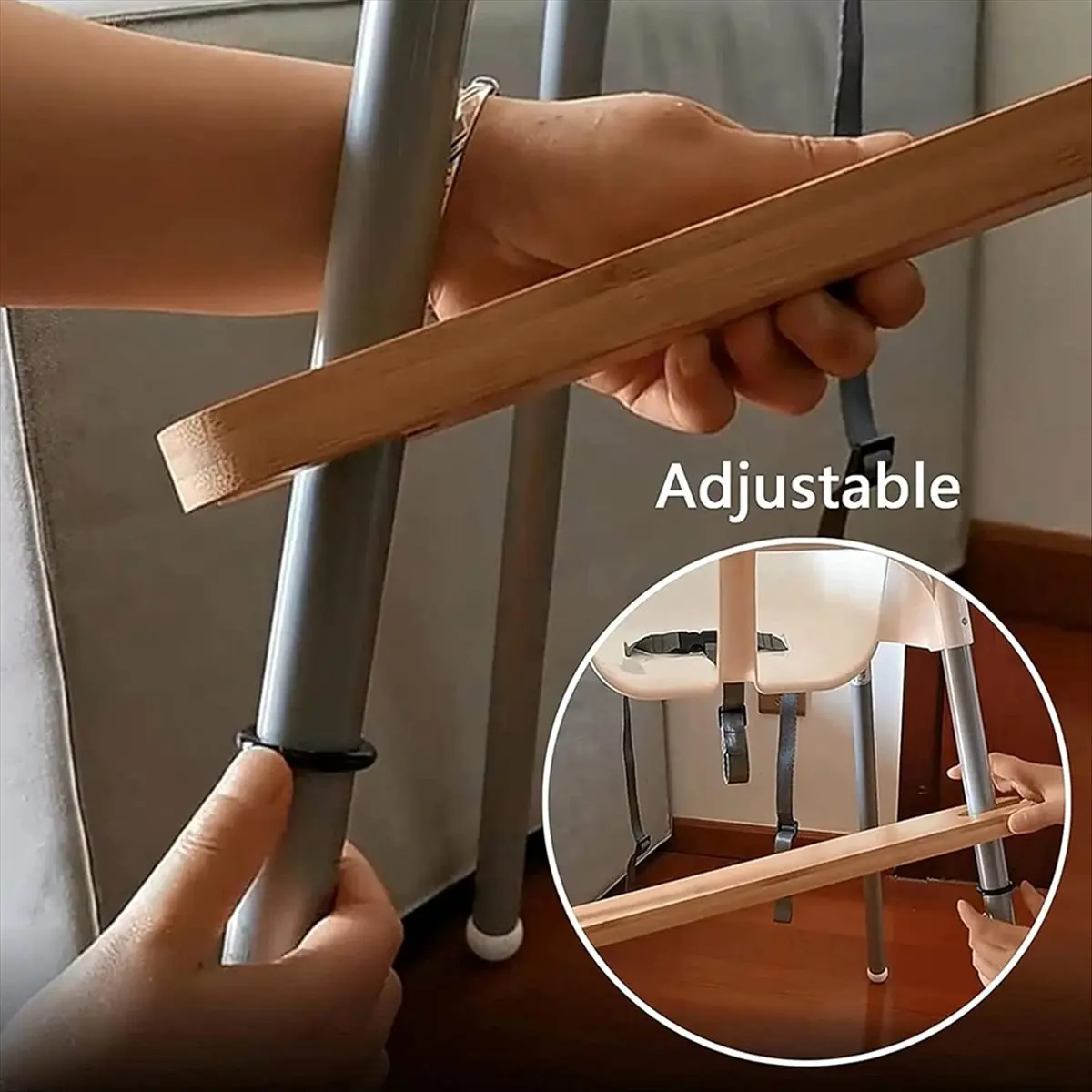 New High Chair Footrest, Bamboo Wooden Footrest for Antilop High Chairs Accessories, Adjustable HighChair Foot Rest
