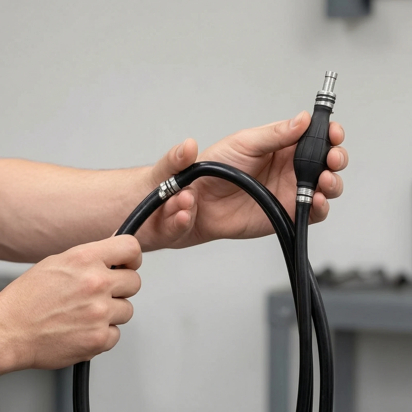 Fuel Line Assembly with Hand Bulb Primer Pump Rubber Fuel Hose Assembly with Hand Primer Pump Manual Ethanol Compatible