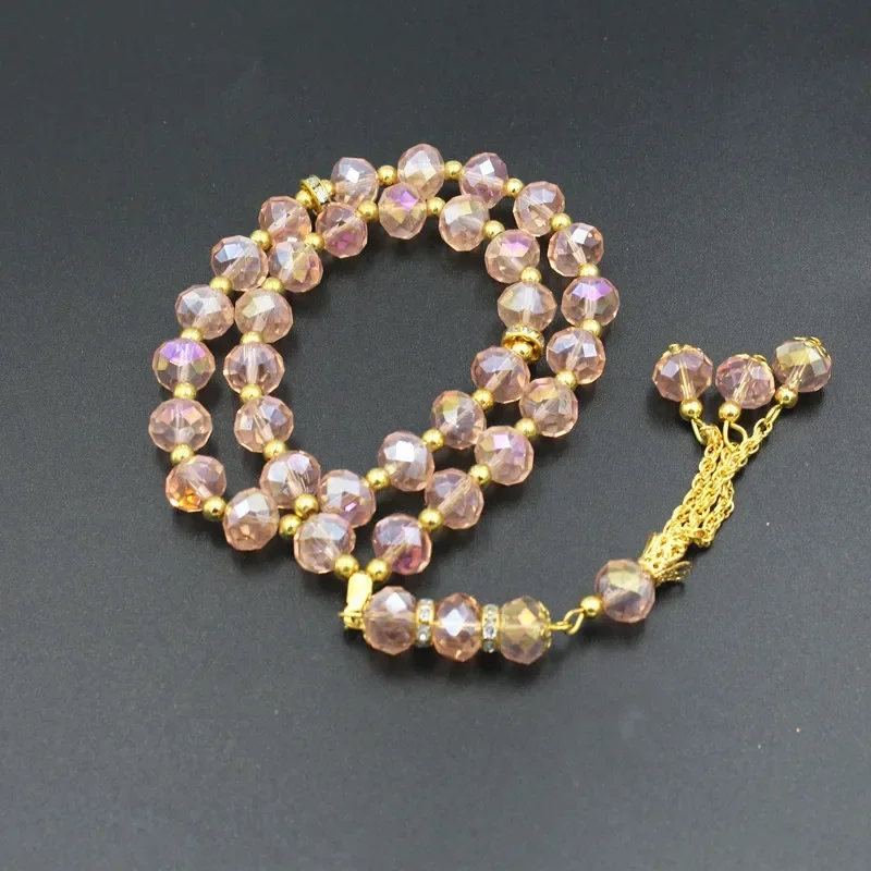 10mm 33 Beads Crystal Glass Rosary Tasbih Allah Mohammed Bracelet Tassel Pendant Prayer Beads Islam Muslim Tasbeeh Meditation