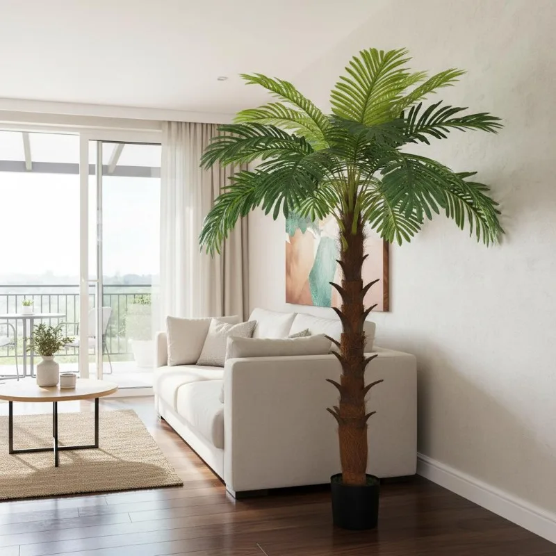 Cycas artificiel 160 cm avec pot noir inclus, cycas artificiel réaliste pour une décoration intérieure élégante